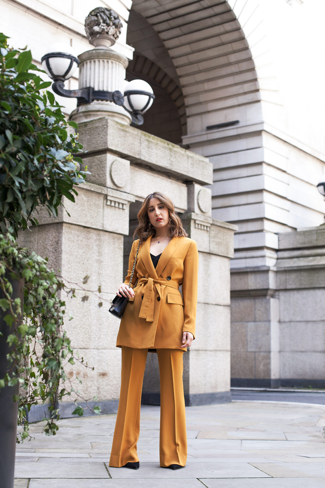 zara mustard suit